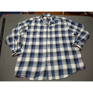 Blue Mountain Flannel Shirt Men XXL Blue Plaid Farmer Hunting Hiking Classic